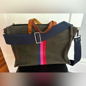 Parker Thatch Cotton Canvas Small Mimi - Olive/ Hand Painted Surfer Stripe